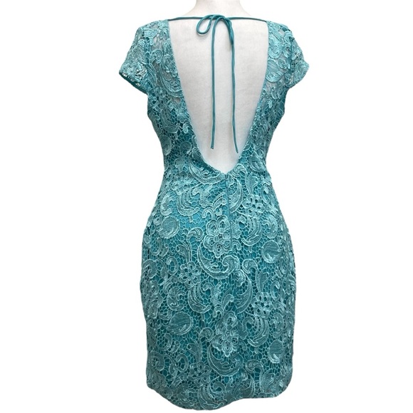 Lipsy London Light Blue Lace Open Back Femme Mini Dress - Picture 3 of 12